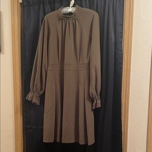 Calvin Klein mock neck olive green dress